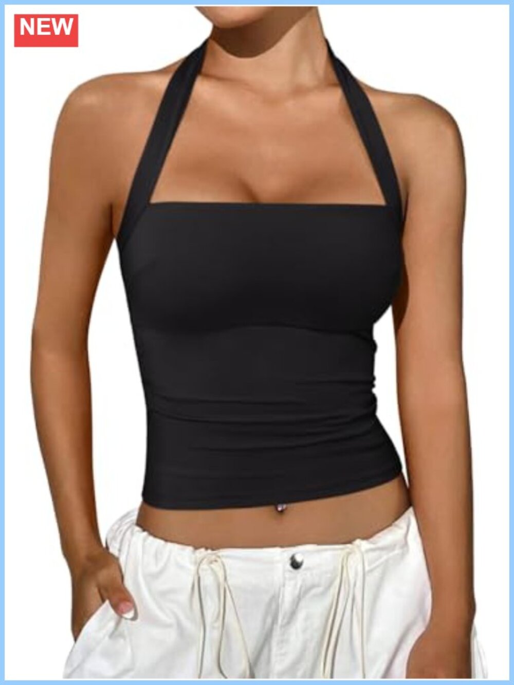 Women's Halter Crop Tank Top Y2K Summer Going Out Top Sleeveless Ruched